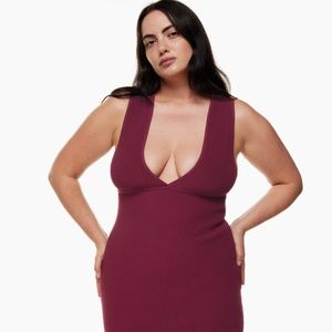 Aritzia Sculpt Knit Deep V Dress